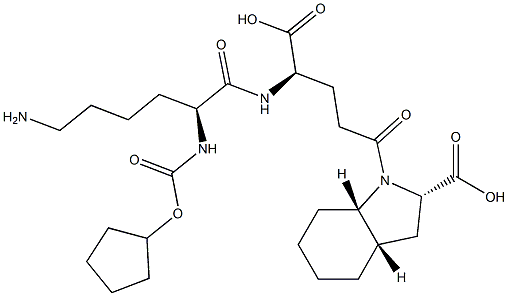 (2S,3aS,7aS)-Octahydro-1-[(4R)-4-[[(2S)-6-amino-2-[cyclopentyloxycarbonylamino]hexanoyl]amino]-4-carboxybutyryl]-1H-indole-2-carboxylic acid Structure