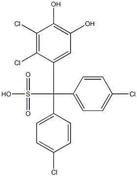 (2,3-ジクロロ-4,5-ジヒドロキシフェニル)ビス(4-クロロフェニル)メタンスルホン酸 化学構造式