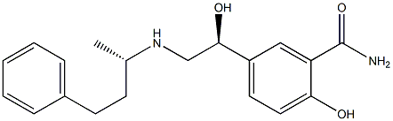 2-ヒドロキシ-5-[(1S)-1-ヒドロキシ-2-[[(1S)-1-メチル-3-フェニルプロピル]アミノ]エチル]ベンズアミド 化学構造式