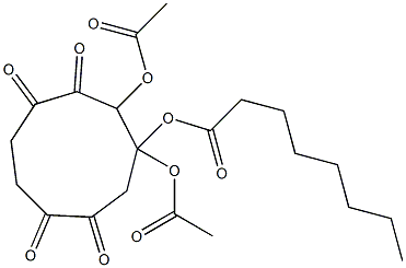 2,3-Bis(acetyloxy)-3-octanoyloxy-1,5-dioxa-6,9-dioxocyclononane 结构式