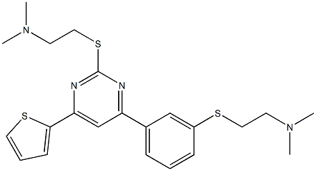 2-(2-Dimethylaminoethylthio)-4-[3-(2-dimethylaminoethylthio)phenyl]-6-(2-thienyl)pyrimidine,,结构式
