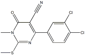 2-[Methylthio]-3-methyl-4-oxo-6-(3,4-dichlorophenyl)pyrimidine-5-carbonitrile,,结构式