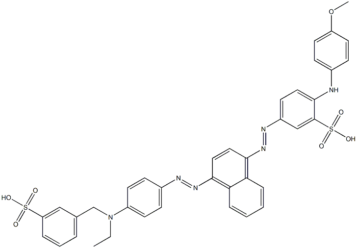 5-[4-[4-[N-Ethyl-N-(3-sulfophenylmethyl)amino]phenylazo]-1-naphtylazo]-2-(4-methoxyanilino)-1-benzenesulfonic acid Structure