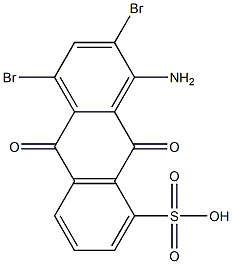 1-アミノ-2,4-ジブロモ-9,10-ジヒドロ-9,10-ジオキソアントラセン-8-スルホン酸 化学構造式