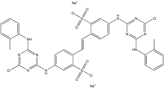 4,4'-Bis[4-chloro-6-(o-methylanilino)-1,3,5-triazin-2-ylamino]-2,2'-stilbenedisulfonic acid disodium salt,,结构式