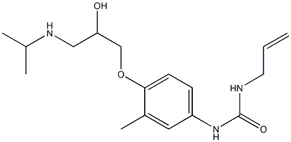 1-(2-プロペニル)-3-[3-メチル-4-[2-ヒドロキシ-3-[イソプロピルアミノ]プロポキシ]フェニル]尿素 化学構造式