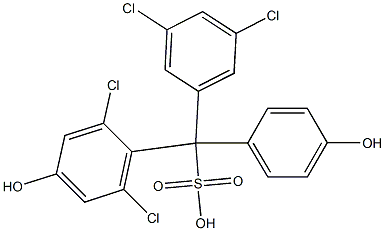 (3,5-ジクロロフェニル)(2,6-ジクロロ-4-ヒドロキシフェニル)(4-ヒドロキシフェニル)メタンスルホン酸 化学構造式