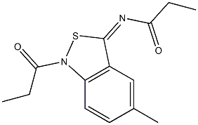 5-メチル-1-プロピオニル-3(1H)-プロピオニルイミノ-2,1-ベンゾイソチアゾール 化学構造式