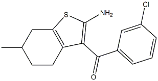 2-Amino-3-(3-chlorobenzoyl)-6-methyl-4,5,6,7-tetrahydrobenzo[b]thiophene 结构式