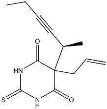 (+)-5-アリル-2,3-ジヒドロ-5-[(S)-1-メチル-2-ペンチニル]-2-チオキソ-4,6(1H,5H)-ピリミジンジオン 化学構造式