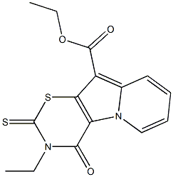 3,4-Dihydro-4-oxo-2-thioxo-3-ethyl-2H-1,3-thiazino[6,5-b]indolizine-10-carboxylic acid ethyl ester|