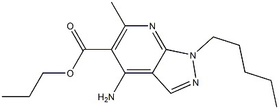 1-ペンチル-4-アミノ-6-メチル-1H-ピラゾロ[3,4-b]ピリジン-5-カルボン酸プロピル 化学構造式