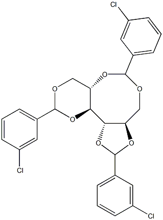 1-O,5-O:2-O,3-O:4-O,6-O-Tris(3-chlorobenzylidene)-L-glucitol Structure