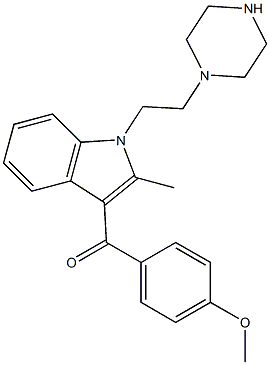 1-[2-(1-Piperazinyl)ethyl]-3-(4-methoxybenzoyl)-2-methyl-1H-indole 结构式