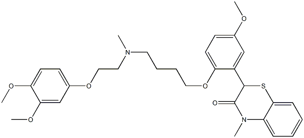 2-[2-[4-[N-[2-(3,4-Dimethoxyphenoxy)ethyl]methylamino]butoxy]-5-methoxyphenyl]-4-methyl-4H-1,4-benzothiazin-3(2H)-one Struktur