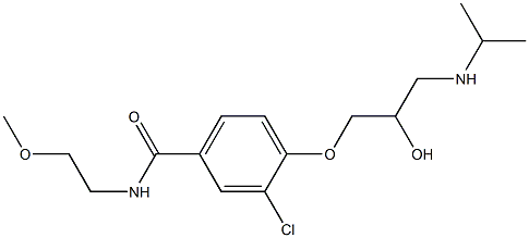 1-[4-[(2-Methoxyethyl)carbamoyl]-2-chlorophenoxy]-3-[isopropylamino]-2-propanol Struktur