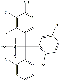 (2-クロロフェニル)(3-クロロ-6-ヒドロキシフェニル)(2,3-ジクロロ-4-ヒドロキシフェニル)メタンスルホン酸 化学構造式