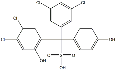 (3,5-ジクロロフェニル)(3,4-ジクロロ-6-ヒドロキシフェニル)(4-ヒドロキシフェニル)メタンスルホン酸 化学構造式