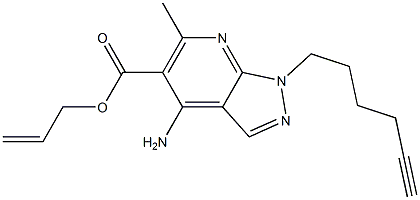 1-(5-Hexynyl)-4-amino-6-methyl-1H-pyrazolo[3,4-b]pyridine-5-carboxylic acid 2-propenyl ester,,结构式