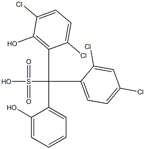 (2,4-Dichlorophenyl)(2,5-dichloro-6-hydroxyphenyl)(2-hydroxyphenyl)methanesulfonic acid Struktur