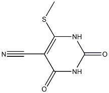 1,2,3,4-テトラヒドロ-2,4-ジオキソ-6-(メチルチオ)ピリミジン-5-カルボニトリル 化学構造式