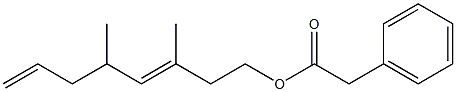 フェニル酢酸3,5-ジメチル-3,7-オクタジエニル 化学構造式