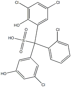 (2-クロロフェニル)(3-クロロ-5-ヒドロキシフェニル)(3,5-ジクロロ-2-ヒドロキシフェニル)メタンスルホン酸 化学構造式