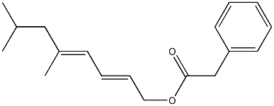 Phenylacetic acid 5,7-dimethyl-2,4-octadienyl ester Struktur