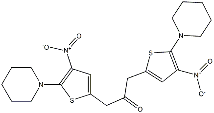 2-ピペリジノ-3-ニトロ-5-アセチルチオフェン 化学構造式