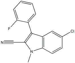 5-クロロ-3-(2-フルオロフェニル)-1-メチル-1H-インドール-2-カルボニトリル 化学構造式
