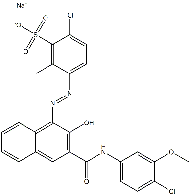 2-Chloro-6-methyl-5-[[3-[[(4-chloro-3-methoxyphenyl)amino]carbonyl]-2-hydroxy-1-naphtyl]azo]benzenesulfonic acid sodium salt,,结构式