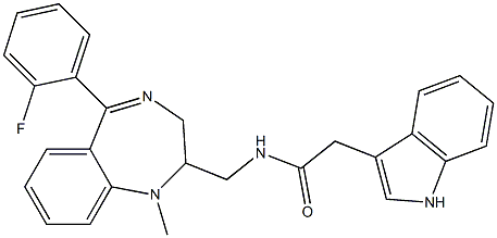 N-[[5-(2-Fluorophenyl)-2,3-dihydro-1-methyl-1H-1,4-benzodiazepin]-2-ylmethyl]-1H-indole-3-acetamide Struktur