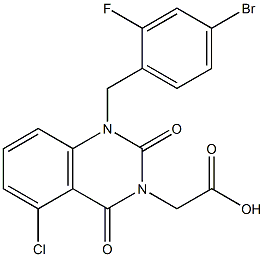 1-(4-Bromo-2-fluorobenzyl)-1,2,3,4-tetrahydro-5-chloro-2,4-dioxoquinazoline-3-acetic acid,,结构式