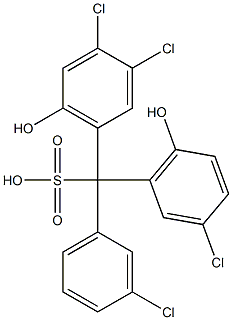 (3-クロロフェニル)(3-クロロ-6-ヒドロキシフェニル)(3,4-ジクロロ-6-ヒドロキシフェニル)メタンスルホン酸 化学構造式