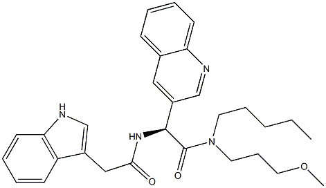 N-[(S)-1-(3-キノリニル)-2-[(3-メトキシプロピル)ペンチルアミノ]-2-オキソエチル]-1H-インドール-3-アセトアミド 化学構造式