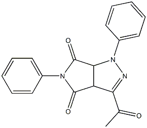 1,3a,4,5,6,6a-Hexahydro-3-acetyl-4,6-dioxo-5-(phenyl)-1-(phenyl)pyrrolo[3,4-c]pyrazole,,结构式