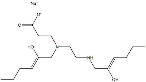 N-(2-ヒドロキシ-2-ヘキセニル)-N-[2-(2-ヒドロキシ-2-ヘキセニルアミノ)エチル]-β-アラニンナトリウム 化学構造式