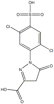 1-(2,5-ジクロロ-4-スルホフェニル)-4,5-ジヒドロ-5-オキソ-1H-ピラゾール-3-カルボン酸 化学構造式