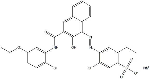 3-Chloro-6-ethyl-4-[[3-[[(2-chloro-5-ethoxyphenyl)amino]carbonyl]-2-hydroxy-1-naphtyl]azo]benzenesulfonic acid sodium salt,,结构式