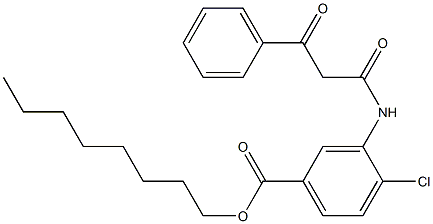 3-[(3-フェニル-1,3-ジオキソプロピル)アミノ]-4-クロロ安息香酸オクチル 化学構造式