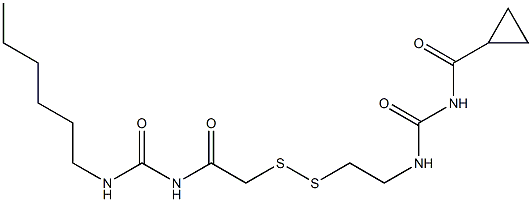 1-(Cyclopropylcarbonyl)-3-[2-[[(3-hexylureido)carbonylmethyl]dithio]ethyl]urea Structure