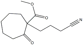 2-オキソ-1-(3-シアノプロピル)シクロヘプタンカルボン酸メチル 化学構造式