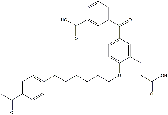 5-(3-Carboxybenzoyl)-2-[6-(4-acetylphenyl)hexyloxy]benzenepropanoic acid Structure