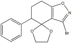 3-Bromo-4,5,6,7-tetrahydro-5-phenylspiro[1,2-benzisoxazole-4,2'-[1,3]dioxolane],,结构式