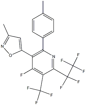 2-(Pentafluoroethyl)-3-(trifluoromethyl)-4-fluoro-5-(3-methylisoxazol-5-yl)-6-(4-methylphenyl)pyridine,,结构式