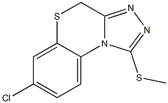 7-クロロ-1-(メチルチオ)-4H-[1,2,4]トリアゾロ[3,4-c][1,4]ベンゾチアジン 化学構造式