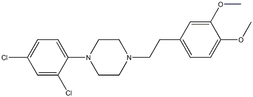 1-(2,4-ジクロロフェニル)-4-(3,4-ジメトキシフェネチル)ピペラジン 化学構造式