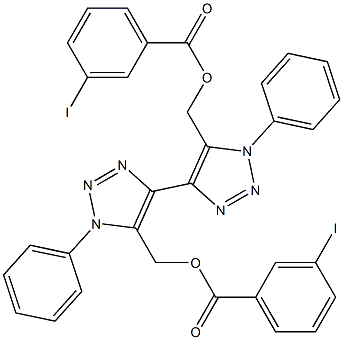 1,1'-ジフェニル-5,5'-ビス[(3-ヨードベンゾイルオキシ)メチル]-4,4'-ビ(1H-1,2,3-トリアゾール) 化学構造式