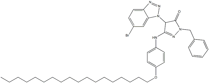 1-Benzyl-4-(6-bromo-1H-benzotriazol-1-yl)-3-[4-(octadecyloxy)anilino]-5(4H)-pyrazolone Structure