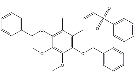 1,4-Bis(benzyloxy)-2,3-dimethoxy-5-methyl-6-(3-phenylsulfonyl-2-butenyl)benzene 结构式